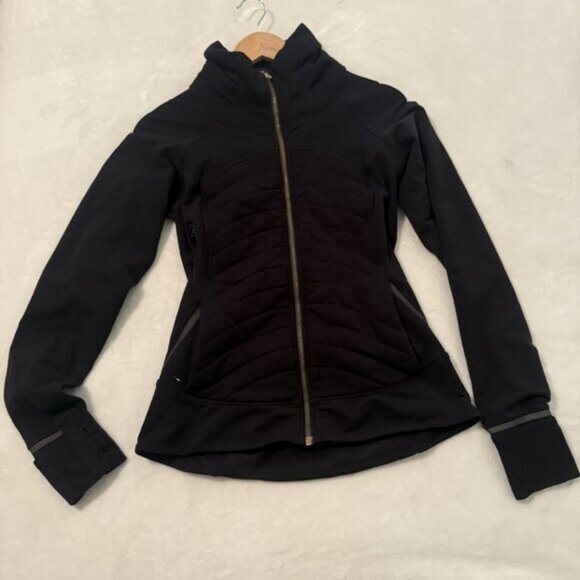 Lululemon Women's Fleece Out Jacket Fabrics and Zipper Vents in Black Size 10 - Picture 1 of 8